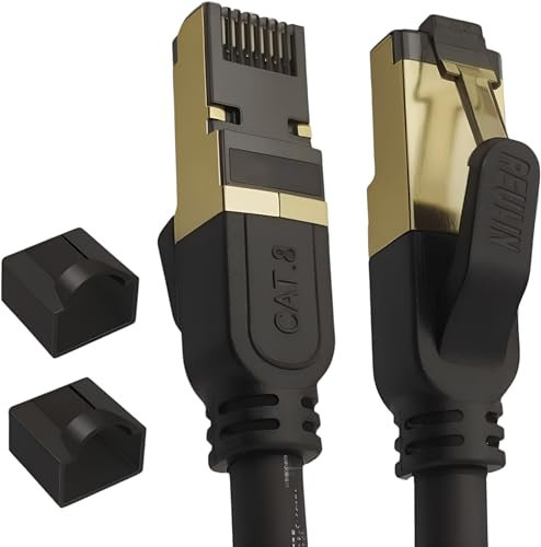 Reulin - PREMIUM Kupfer Litzenkabel RJ45 LAN Cat 8 Ethernet Kabel 1.5 M lang, SSTP 40 Gbps kompatibel mit Routern Modems 4K 8K Smart TV Boxen Internet PS5 PS4 Xbox Konsolen Spielen 1.5M