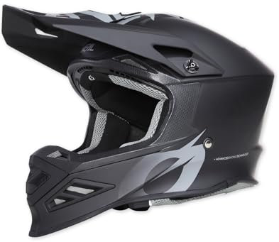 O'NEAL F-SRS Helmet Solid Motocross Helm I MX Enduro Helm Airflaps kompatibel I Crosshelm mit Coolmax Innenfutter & Doppel-D-Verschluss I Schwarz I Größe L