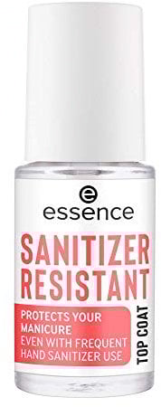 essence SANITIZER RESISTANT TOP COAT, Unter- und Überlack, transparent, schnelltrocknend, langanhaltend, schützend, transluzent, ohne Aceton, vegan, Mikroplastik Partikel frei (8ml)