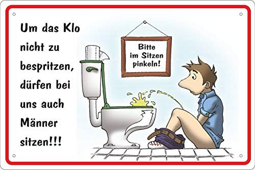Blechschild Schild 20x30cm Bitte im sitzen Pinkeln WC Toilette sauber Männer