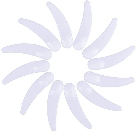 Euvoym 50 PCS White Disposable Cosmetic Spatula Disposable Facial Spatulas Plastic Curved Cosmetic Spatula Scoop Mini Makeup Mask Spatula Plastic Smooth Waxing Spatulas for Mix Cream Makeup