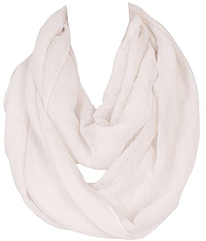 Daguanjing Fashion Lightweight Solid Infinity Circle Loop Scarfs For Women (white), L