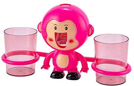 SH-RuiDu Automatischer Zahnpastaspender für Kinder, Cartoon-Design, Wandmontage, Zahnbürstenhalter mit 2 Bechern, Set für Badezimmer