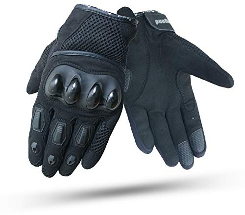 DEGEND F-06 EVO Schwarz | Sommer Motorradhandschuhe Herren - Motorrad Handschuhe Herr mit Protektoren und Belüftung - Motorrad Zubehör - Handschuhe Schwarz