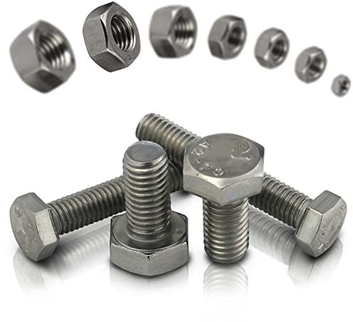 PROTECH 5 Stück Sechskantschrauben M10x30 mit Muttern M10 DIN 934 Sechskant Schrauben DIN 933 Set Edelstahl Gewindeschrauben A2 Sechskantmutter
