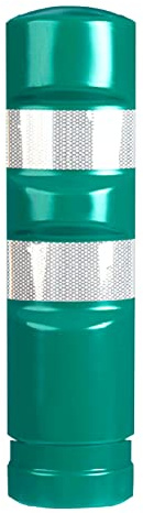PARKING FACIL | Hito Cilíndrico H-75 en Color Verde con Bandas Reflectantes | Elemento de Seguridad Vial para Carreteras, Parking, Garajes | Incluye Tornillería | Tamaño: 75 cm