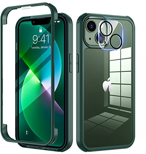 seacosmo für iPhone 13 Mini Hülle mit eingebautem Panzerglas Displayschutz und Kamera Schutzfolie [9H HD], 360 Grad Handyhülle Ganzkörper Stoßfeste iPhone 13 Mini Case - Grün
