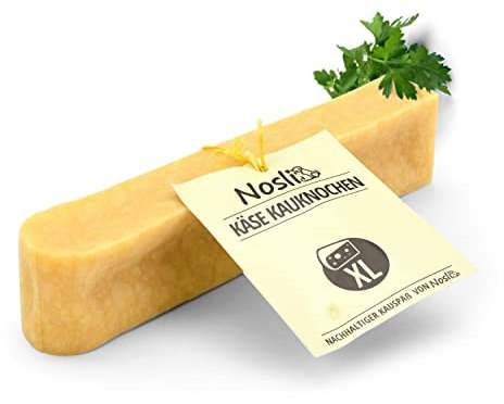 Nosli Käseknochen Hund • Natürlicher Käse für Hunde • Kauknochen aus Hartkäse • Käse Kauknochen aus Kuhmilch • Kauspaß & Zahnpflege • XL (110-140g)