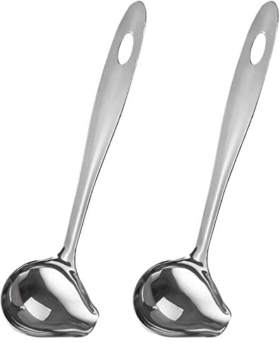 2 PCS Gravy Ladle with Pour Spout, 10.6 inch Long Handle Sauce Ladle, Stainless Steel Saucier Drizzle Spoon for Spooning Gravies Sauces Dressings Kitchen Utensil