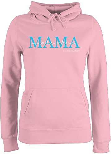 Pullover Damen Hoodie Frauen - Mama Kindernamen Geschenk Geburtstag - S - Hellrosa - muttertagsgeschenk personalisierte Geschenke Muttertag Mutti Mami Hoody muttertagsgeschenke Pulli