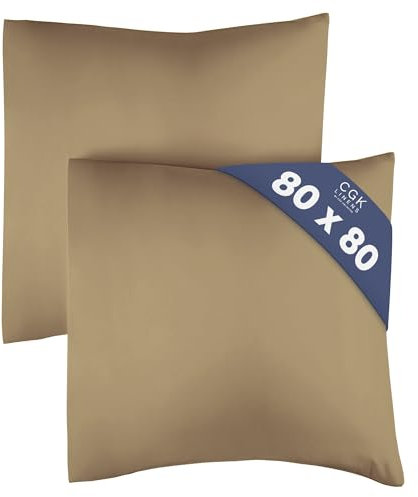 Kissenbezug 80x80 Beige - Kissenbezüge 80x80 2er Set - Kopfkissen 80x80 Bezug aus hochwertiger Mikrofaser - Weiche, Bequeme, maschinenwaschbare Kissenhülle - Kopfkissenbezug 80x80 2 Pack