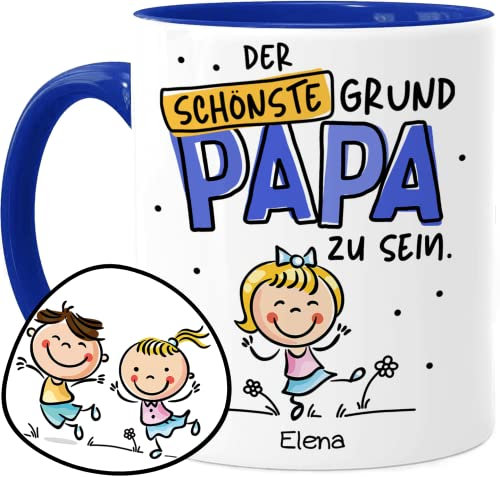 Tassenliebling® Papa Tasse personalisiert mit 1-3 Kindern - Die schönsten Gründe Papa zu sein - Blau - Vatertagsgeschenk Geburtstag - Bester Papa Vater - Papa Geschenk zum Vatertag Baby Tochter Sohn