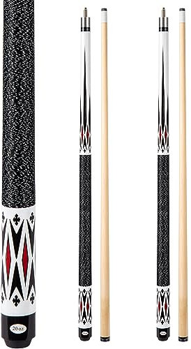 Sinsilvie 58 19 20 oz Pool Queue with 13mm Tip, Set of 2,Schwarz oder Weiß,1/2 Maple Queue Sticks Pool Cue,Billard Queue für Männer und Frauen. (2*White 19 oz)