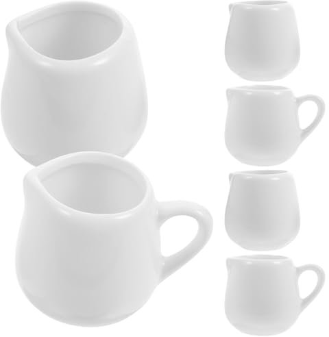 Kichvoe Ensemble De 6 Petits Pichets À Crème Pots À Crème En Céramique Petit Pichet À Lait Pot À Crème En Porcelaine Blanche Pour Café Thé Lait Confiture Sauces Salade