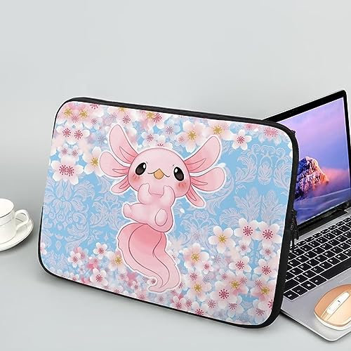 Showudesigns Sakura Axolotl - Funda para portátil de 10 pulgadas para mujer, bolsa portátil para laptop, estuche para tablet de 10 pulgadas, ideal para viaje de negocios, oficina, color rosa, maletín