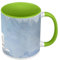 Tasse Farbe Premium Grün – Buddha weiß Montage Meditation Buddhismus – Tasse mit Henkel und farbigem Innenfutter