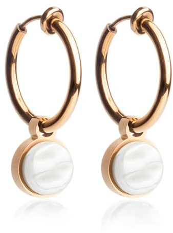Clip Ohrringe mit Anhänger • Roségold Ohrclips aus Edelstahl vergoldet • mit Charm zum Wechseln • nachhaltig & handgemacht • MIX AND MATCH • Ø 14 mm