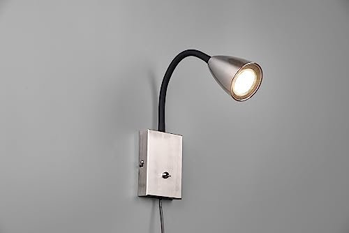 lightling Sandra Wandleuchte, Flexarm verstellbar, Breite: 8.5 cm, Höhe: 23.5 cm, Auslage: 22 cm, Nickel matt, Metall, exkl. Leuchtmittel, GU10, max: 10W