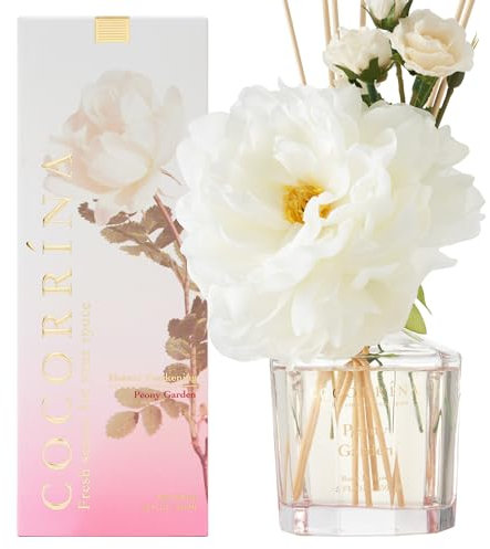 Cocorrína Fiore Diffusore Profumo Ambiente con 8 bastoncini di fragranza 250ml- Giardino di Peonia, naturale, di lunga durata, per la camera da letto, l'ufficio, il bagno (Collezione Master)
