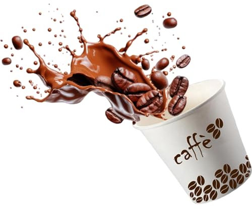 GM 300 Bicchieri da Caffè in Carta Bianchi con Designe, 75 ml, Biodegradabili Biocompostabili, Usa e Getta, Ideale per Casa, Ufficio, Asporto Bevande Calde