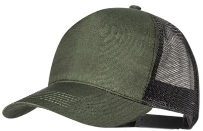 Gorra Trucker, Casual Cap, Gorra de Béisbol 5 Paneles con Malla en la Parte Trasera, Ajustable con Cierre de Plástico. Gorra Hombre Mujer Verano. (Verde Militar)