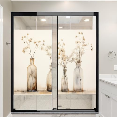 Glasflaschen Blumensträuße Fensterfolie Coverings Vintage Blumen Pflanzen Fenster Sichtschutzfolie Nicht klebende Glasfolie Dekorative Statische Frischhaltefolie für Home Office 70 * 100cm X2PCS