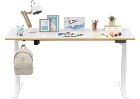 FitStand-Höhenverstellbarer Kinderschreibtisch/Ergonomischer Schreibtisch/Höhenverstellbarer Schreibtisch/Studienpult für Kinder jeden Alters -120 * 60CM, 55CM-81CM, 80KG Belastung (Weiß)