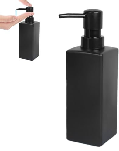 Black Soap Dispenser, 350ml Matte Handwash Dispenser Glass Pump Bottle Container, Refillable Dish Detergent Lotion Liquid Shampoo Bottles