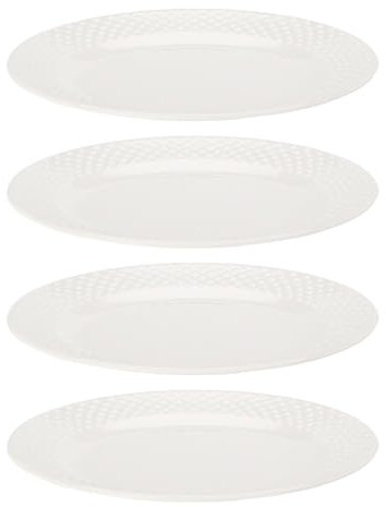 DANIEL JAMES Housewares Melamine Dinnerware - 4 Dinner Plates for Picnics, Camping & BBQs - Lightweight & Easy Clean Plates - White