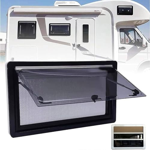WANGYYDS Finestra Push out per Camper, Finestra di Uscita Esterna per Roulotte E Camper per Sostituzione, Vetro Isolante Acrilico in Lega di Alluminio Resistente con Schermo,80 * 80cm
