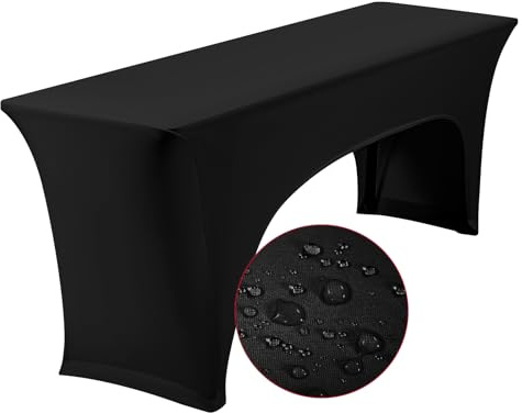 YMHPRIDE 1Pack Elastische Biertischhussen, Schwarz Wasserdicht BierTischdecken, Set für 50 cm Tischbreite, Bierzeltgarnituren 220 x 50 x 70 cm für Gartenbankett-Gartenmöbel-Bezüge.