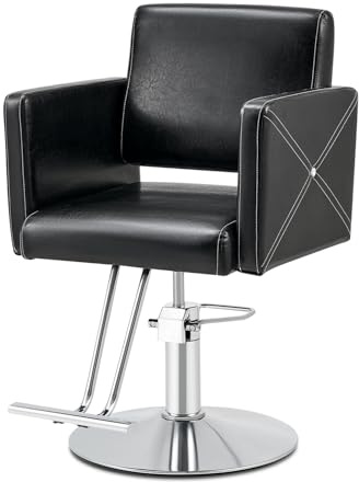 CO-Z Friseurstuhl Schwarz 47-62 cm Höhenverstellbare Friseurstühle Barber Stuhl 360° Drehbar Frisörstuhl 150KG Barberstuhl für Friseursalon Frisörladen Barbershop