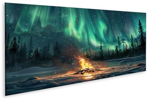 islandburner Bild auf Leinwand Schöne Polarlichter, strahlende Aurora Borealis, winterliche Atmosphäre A Bilder Wandbilder Poster