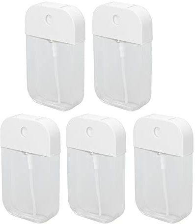 Qukaim Transparente Kunststoff-Flaschen für Nagellackentferner, Behälter, 5 Stück, 50 ml, tragbar, nachfüllbar, transparent, leere Reiseflaschen mit feinem Sprühnebel, Flüssigkeitsdosierflaschen