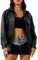 GITVIENAR Damen Lederjacke im trendigen weiten Stil mit langen Ärmeln und Umlegekragen für Herbst und Winter - Fashion Lederjacke (schwarz,M)