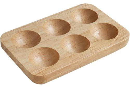 Zghhc Egg Holder, 6 Grid Egg Holder Solid Wood Egg Holder Rustic Egg Tray Storage Organizer Egg Storage Box Egg Container for Refrigerator