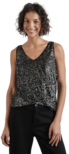 STREET ONE Damen A345219 Blusentop mit Pailletten,Silber, 44