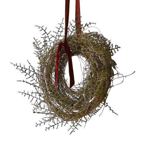 Loberon Kranz Almique, braun | Aus Rattan gebunden, Naturgetreu wirkende Zweige, Zum Hängen oder Legen