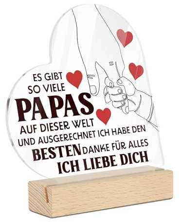Putuo Decor Acryl Deko Schild - Es gibt so viele Papas, liebevolle Tischdeko mit Holzsockel, Geschenk für Papa, Vatertag, Geburtstag, Dankeschön