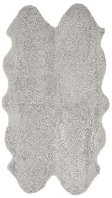 Nordic Sheep Real Sheepskin rug 170x110 | Sheepskin Rugs for Living room and Sofa | Large Bedside Rugs for Bedrooms which is breathable & heat-regulating | Fluffy rug in color Light Grey