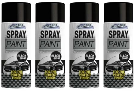 PNJB Black Gloss Car Spray Paint, Aerosol Spray, Durable, Fast-Drying Formula, Sleek and Glossy Finish, Perfect For DIY Enthusiasts,400 ml (4PCS)