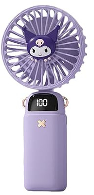 VGASHARE Portable Handheld Fan, 5-speed Adjustable Silent Gale, with Stand Fragrance Tablet Neck Cord, 90° Adjustable, USB Rechargeable Personal Fans, Small Fan for Party Music Travel Office (purple)