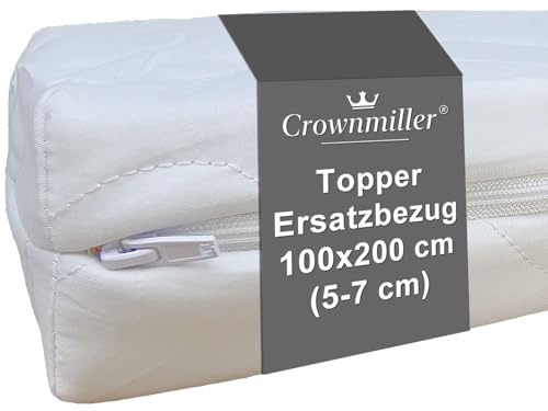 Crownmiller Topperbezug | mit Reißverschluss | weiche Mikrofaser | waschbar 60°C | OEKOTex (100 x 200 cm - für Topper von 5-7 cm)