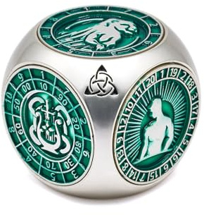 HNCCESG Set di dadi metallici rotanti 7 in 1, accessorio per giochi di ruolo da tavolo a poliedro, design rotante per giochi di ruolo (verde opaco)