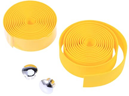 DINHEAROM 1Paar Lenkerband Rutschsicherer Gurt für Fahrräder Leichtes Kork Material Gelb mit Lenkerendstopfen und Selbstklebenden Streifen für Komfortablen Grip und Verbesserte