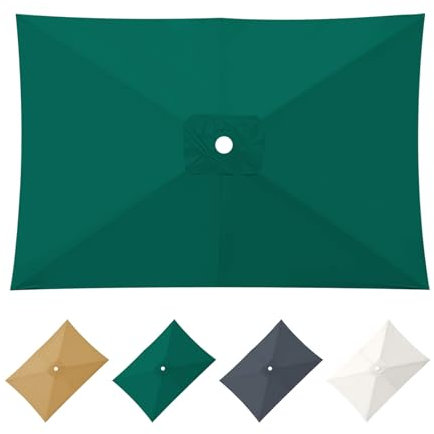 Telo di Ricambio per Ombrellone Rettangolare, 3x2 m Copertura di Ombrellone Rettangolare, Tessuto di Ricambio per Ombrellone, Tettoia di Ricambio per Giardino Terrazza Piscina Spiaggia Esterno(Green)