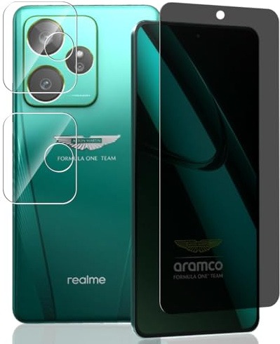 Yieehhow Protector Pantalla de Privacidad para Realme GT 7, [1 Pieza] 9H Dureza Anti Espía Cristal Templado y [2 Piezas] Protector Cámara, Privacy Vidrio Película para Realme GT 7