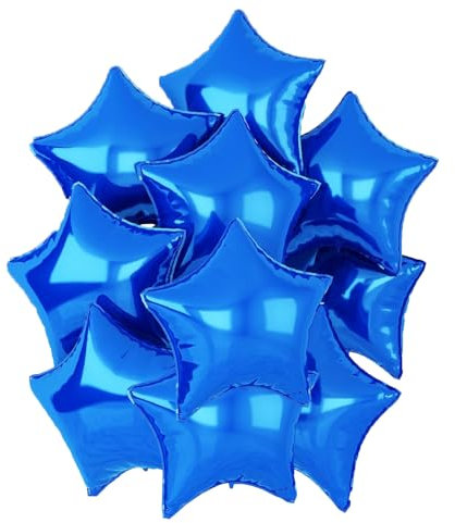 Stern Folienballons Blau, 10 Stück 18 Zoll Blue Stern Folien Luftballons Sternluftballons Heliumballon Star Ballons für Geburtstag Babyparty Hochzeit Verlobung Dekorationen