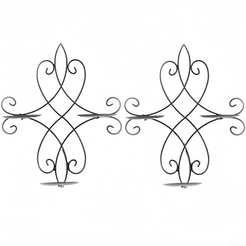 Elegante dekorative Akzente, 2 Stück Wand-Kerzenhalter aus stabilem Metall (schwarz)