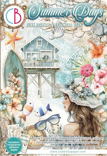 Ciao Bella Junk Journal & Ephemera Book Summer Days A4 Motivpapier Scrapbooking Grußkarten Geschenkverpackungen kreative Projekte